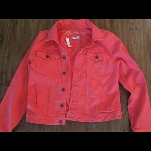 Madewell Bright Melon Jean Jacket; Large (NWT)